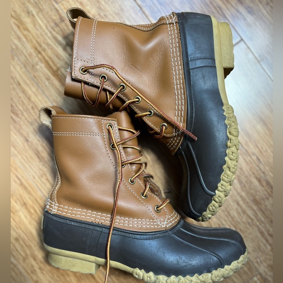 LL Bean Maine Bean Boots Hunting Duck Rain Boots Sz 8 Tan brown 8” - Picture 7 of 8